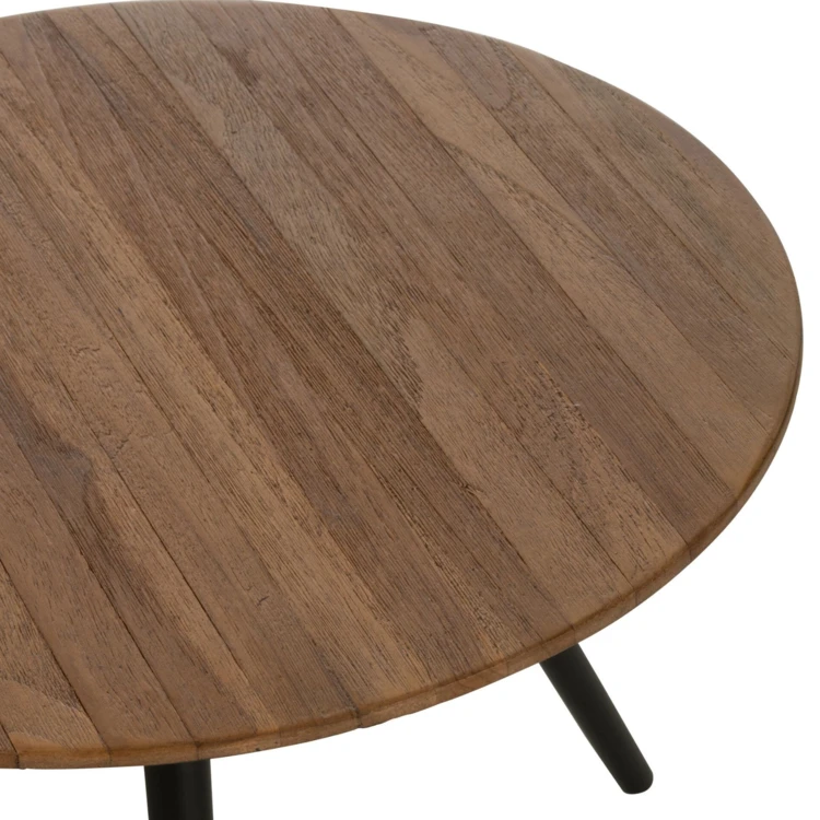 Set de 4 tables rondes en teck recyclé naturel