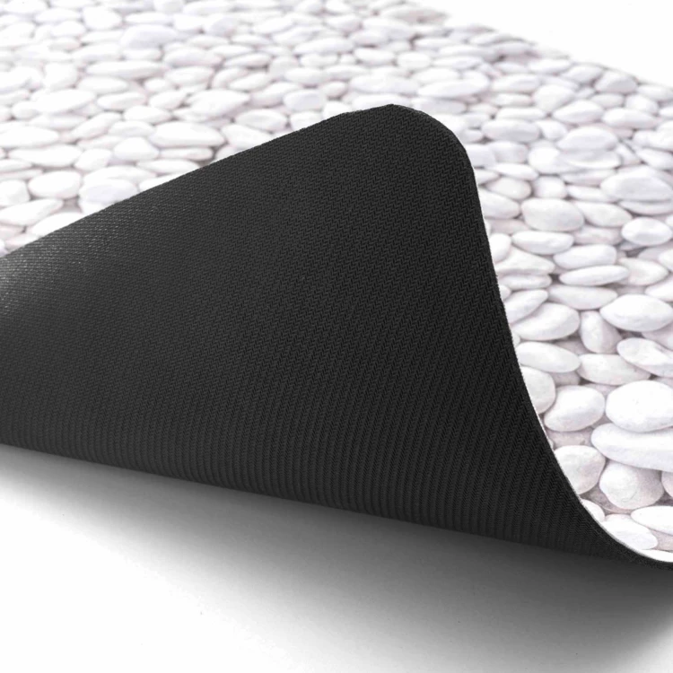 Tapis de bain ultra-absorbant imprimé galet antidérapant