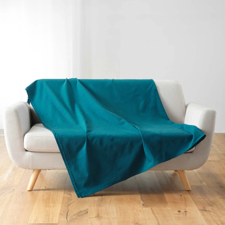 Plaid uni en polycoton pour canapé ou lit
