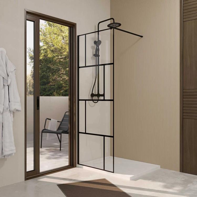 Paroi de douche fixe sérigraphiée en verre trempé anticalcaire