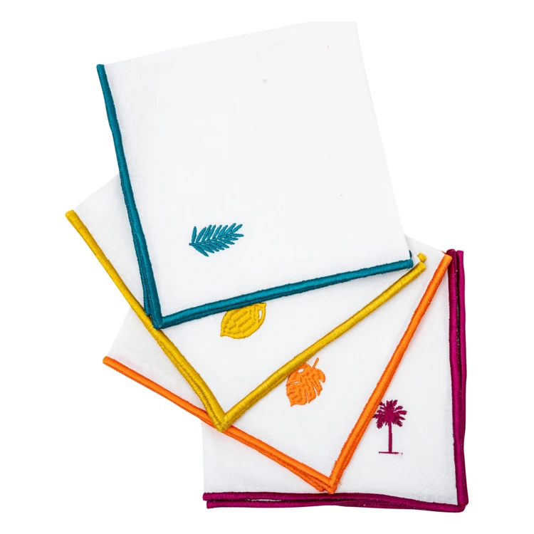 Lot de 4 serviettes de table brodées