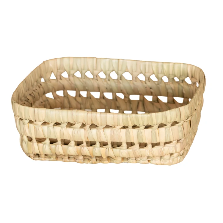 Panier rectangle en feuille de palmier