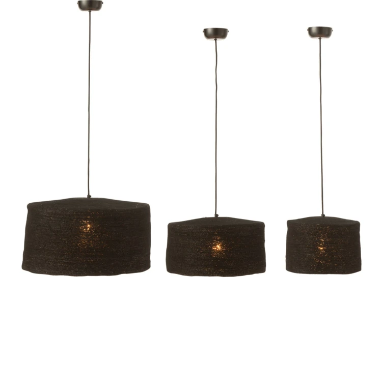Lot de 3 suspensions en rotin