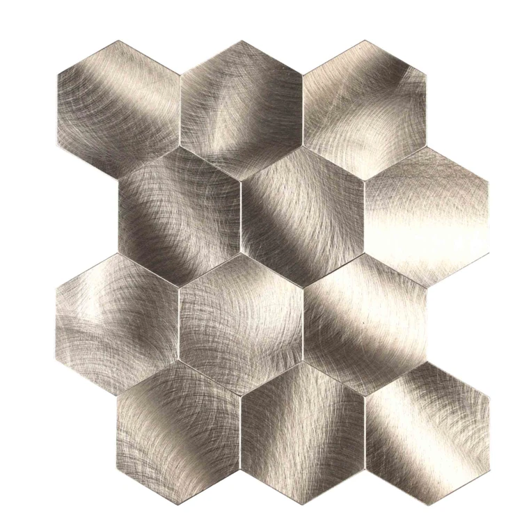 Crédence adhésive murale 3D effet carrelage hexagonal 4 pièces