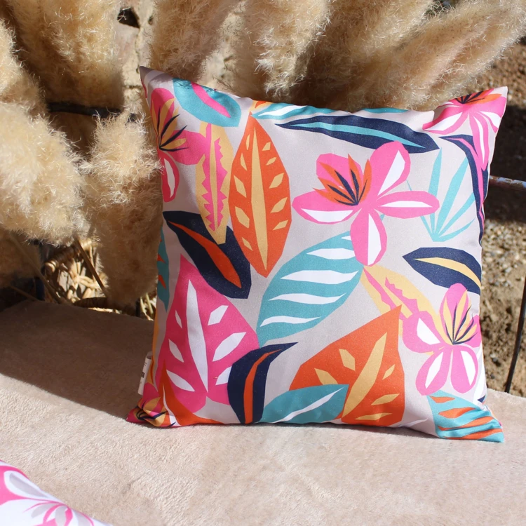 Coussin extérieur impression fleurie
