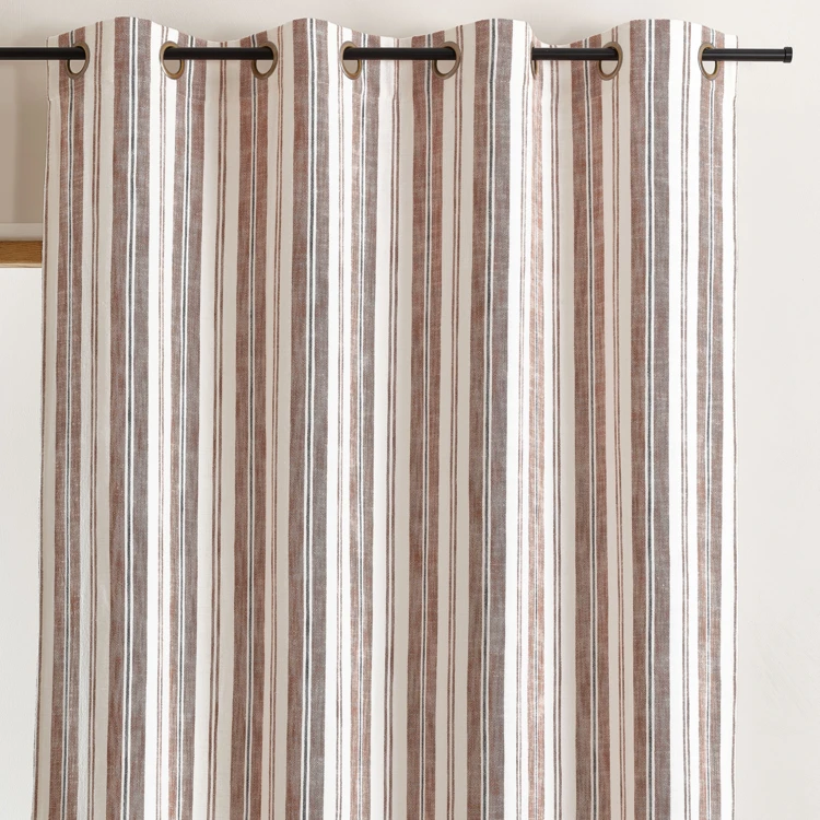 Rideau tamisant en coton flammé à rayures