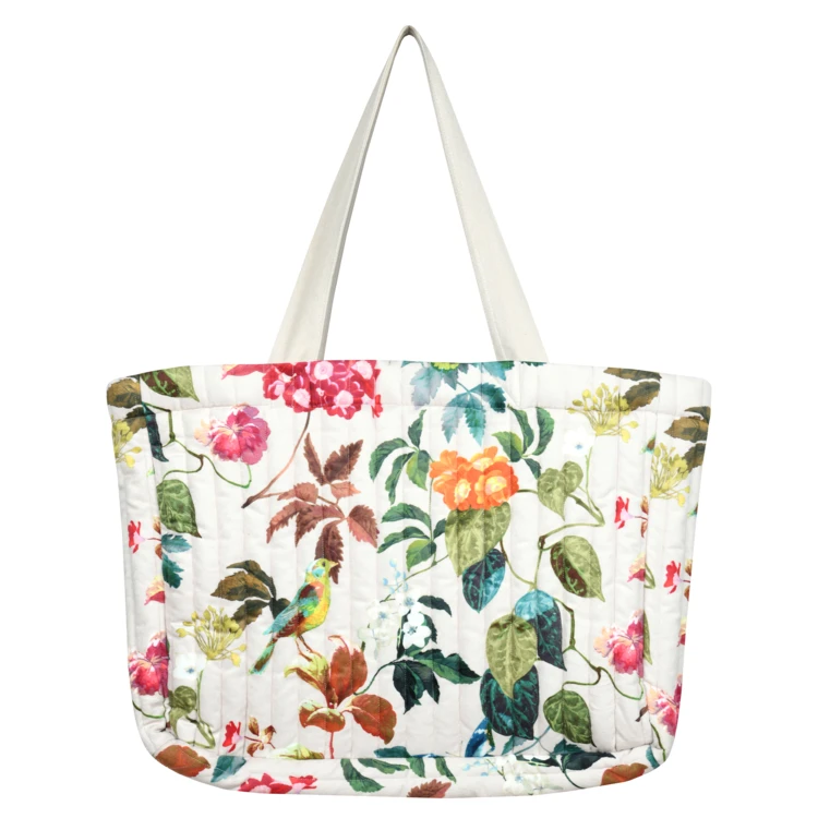 Sac cabas imprimé feuillage avec oiseau stylisé
