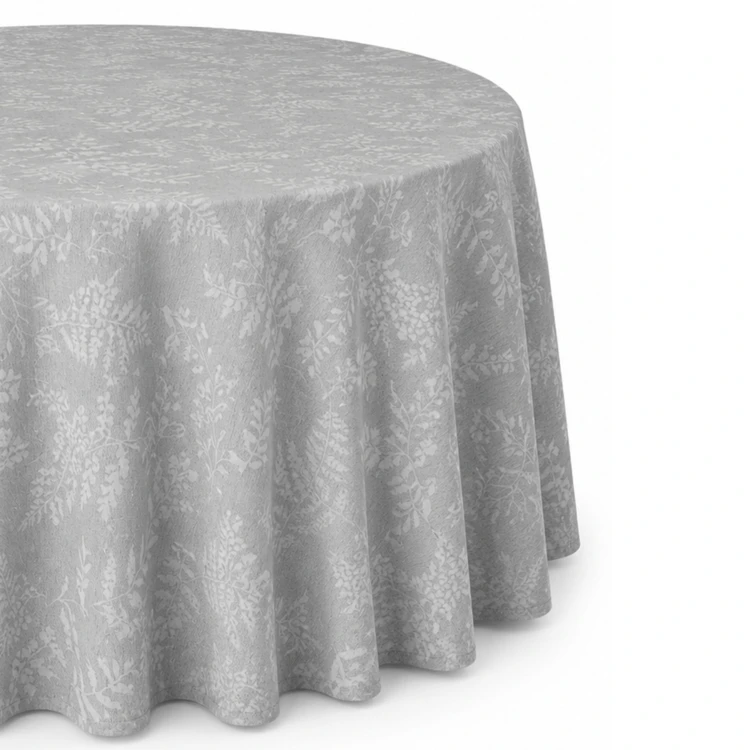 Nappe ronde en polycoton jacquard enduit anti-tache