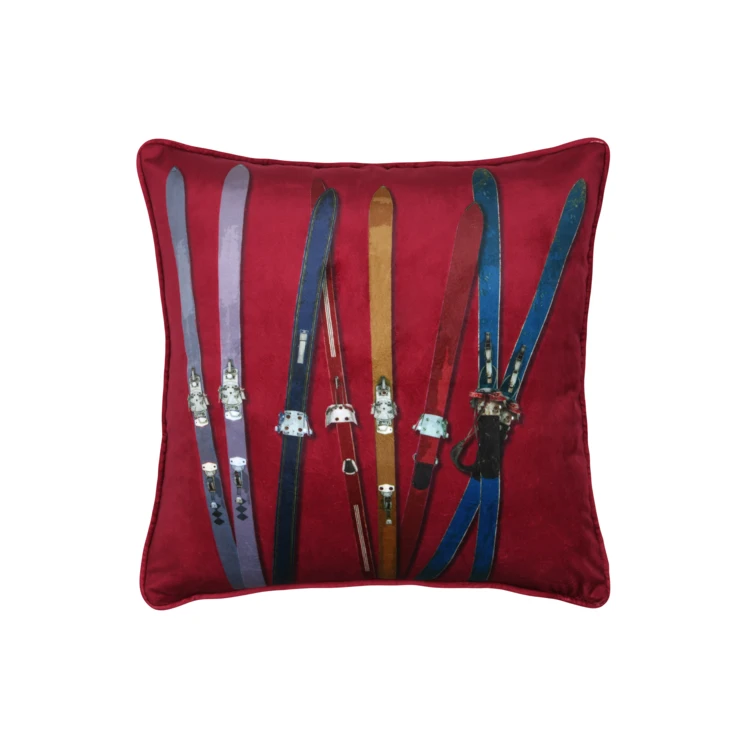 Coussin rectangulaire à motif skis vintage