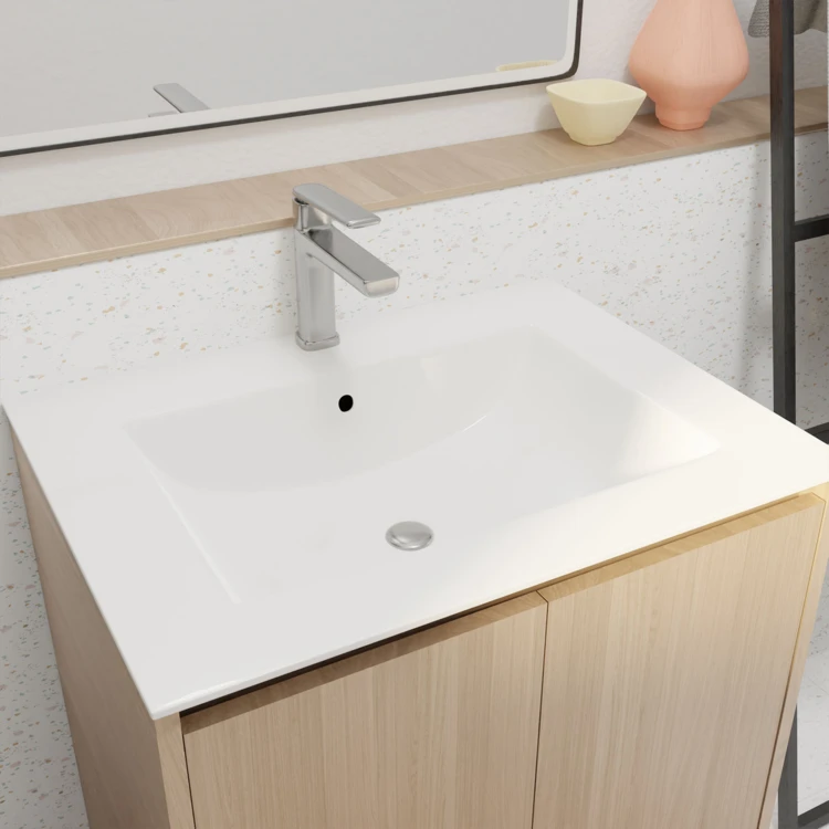 Meuble de salle de bains sur pieds avec 2 portes et vasque