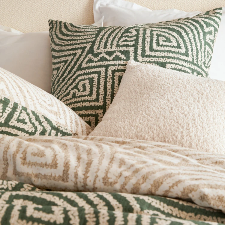 Juego de cama reversible de algodón con estampado laberinto