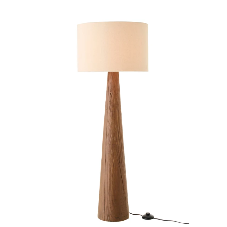 Lampadaire en poterie avec pied effet bois