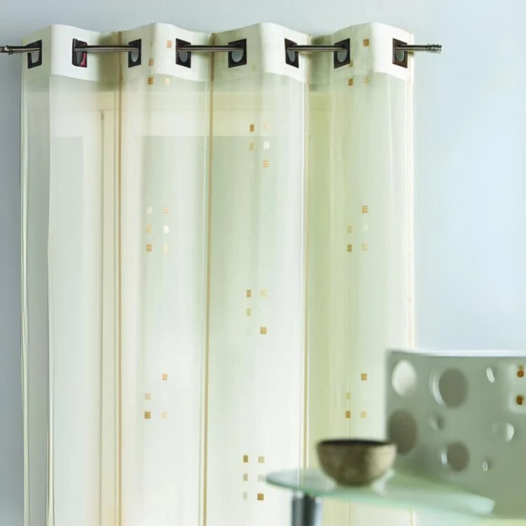 Voilage en Jacquard Fils Coupés 'Carrés'