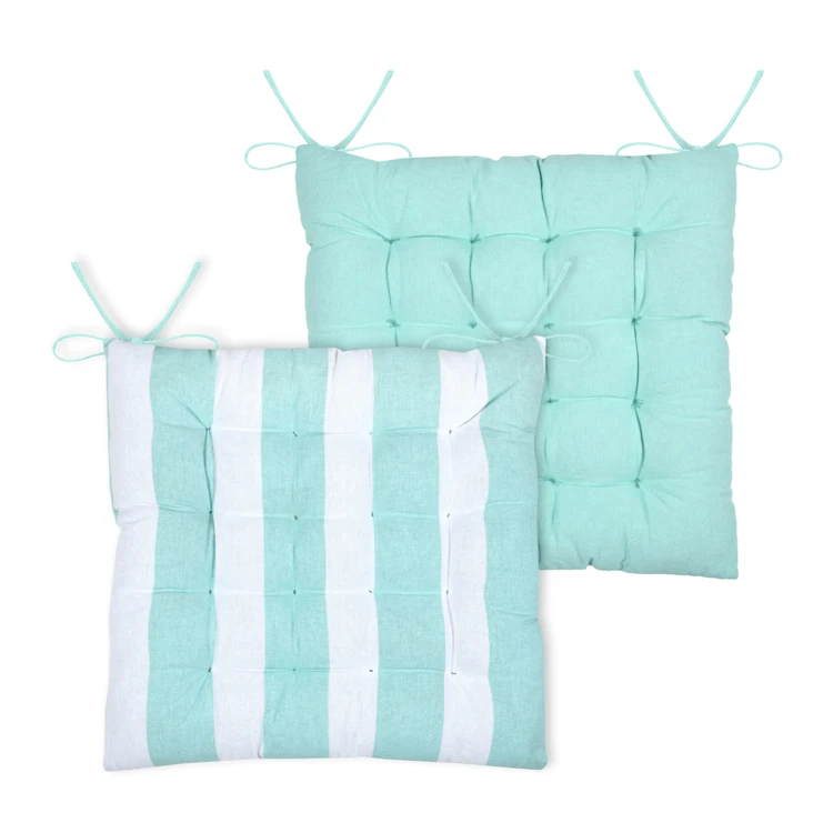 Galette de chaise polycoton matelassée à rayures