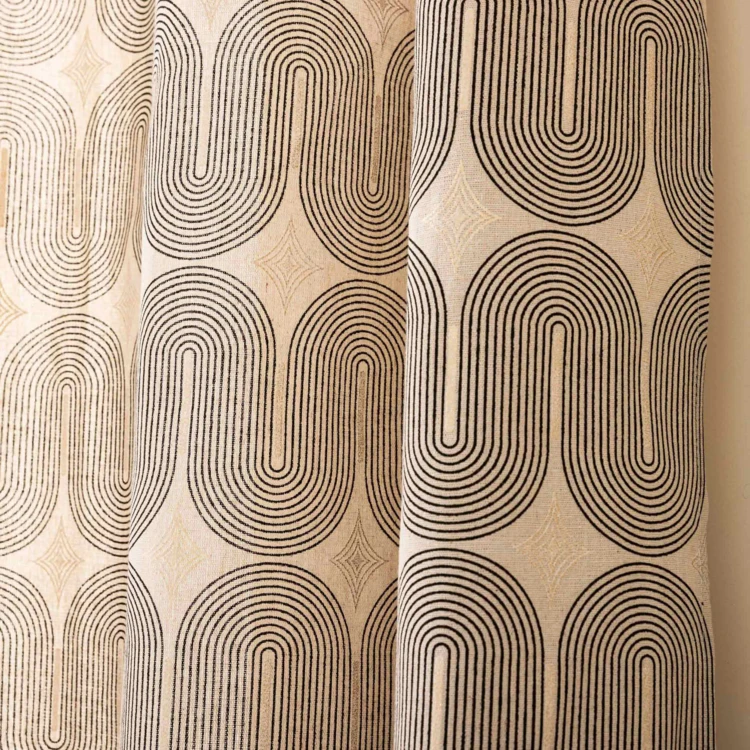 Rideau à œillets en polycoton avec motif métallisé