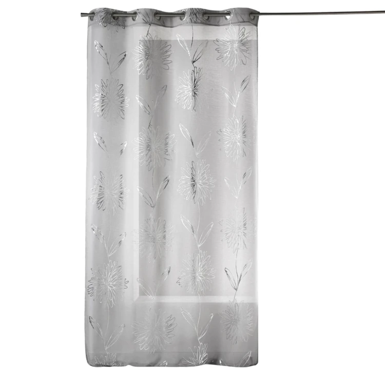 Voile de etamina claro com estampado "Flor" metalizado