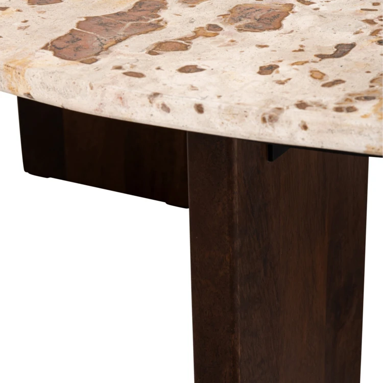 Table basse ronde en pierre effet marbre