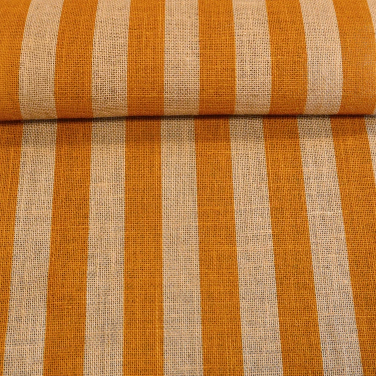 Tissu rayé en jute naturelle