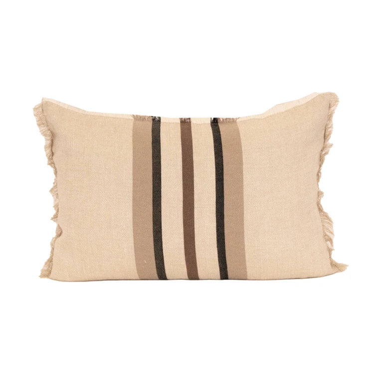 Coussin rayé en lin et coton