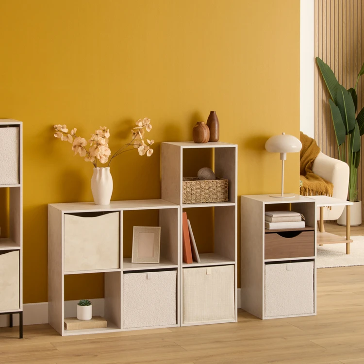 Etagère 3 cases en panneau de particules effet bois