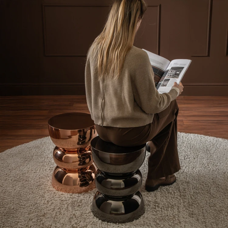 TABLE D'APPOINT CHROME FER NOIR