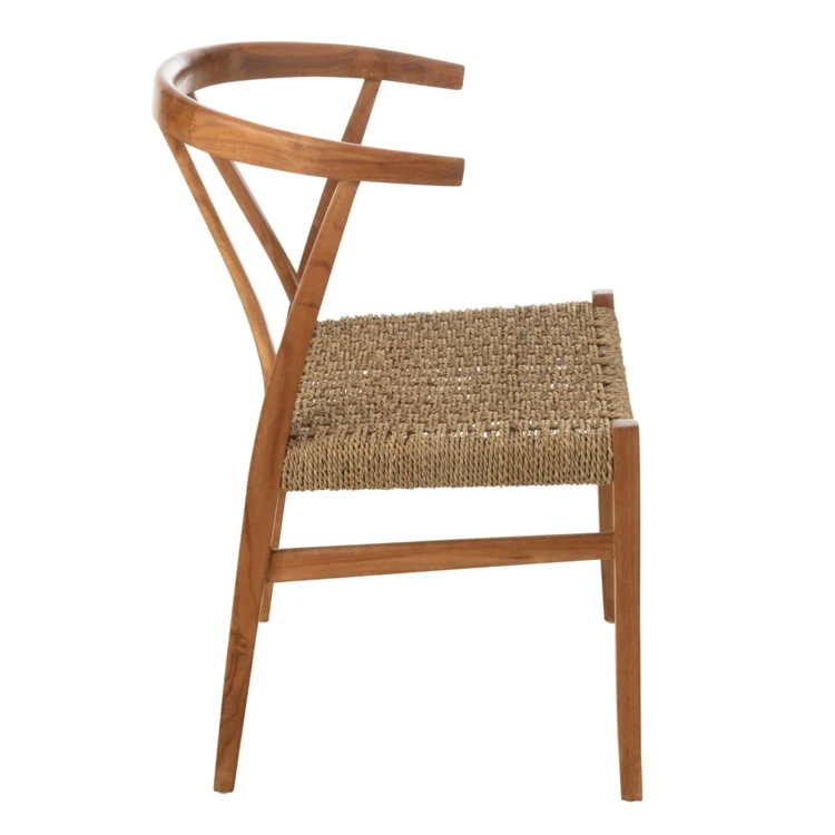 Chaise en bois de teck et rotin tressé