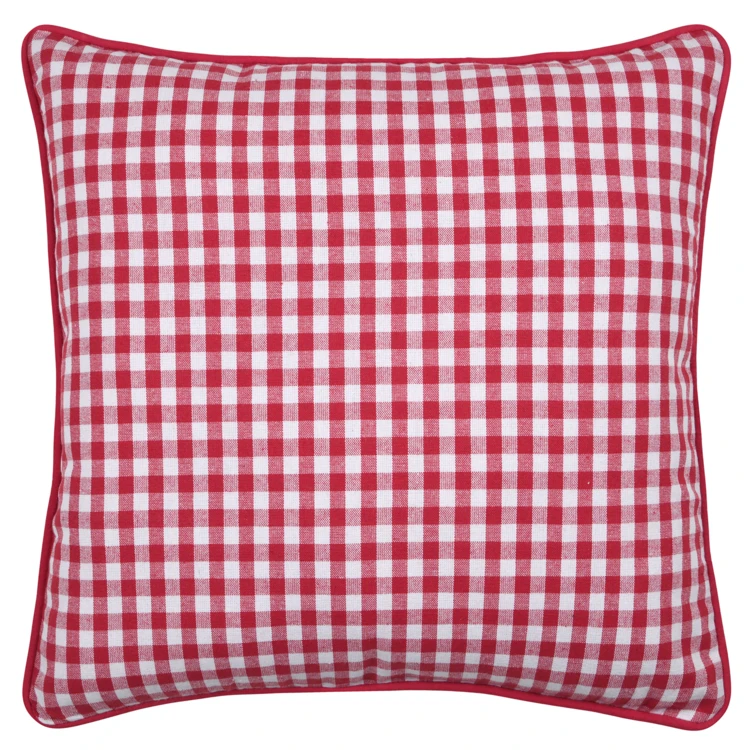 Coussin décoratif motif vichy en polycoton
