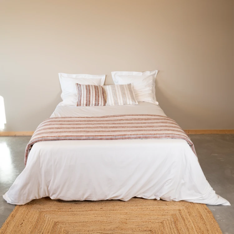 Édredon réversible en coton flammé à rayures épais