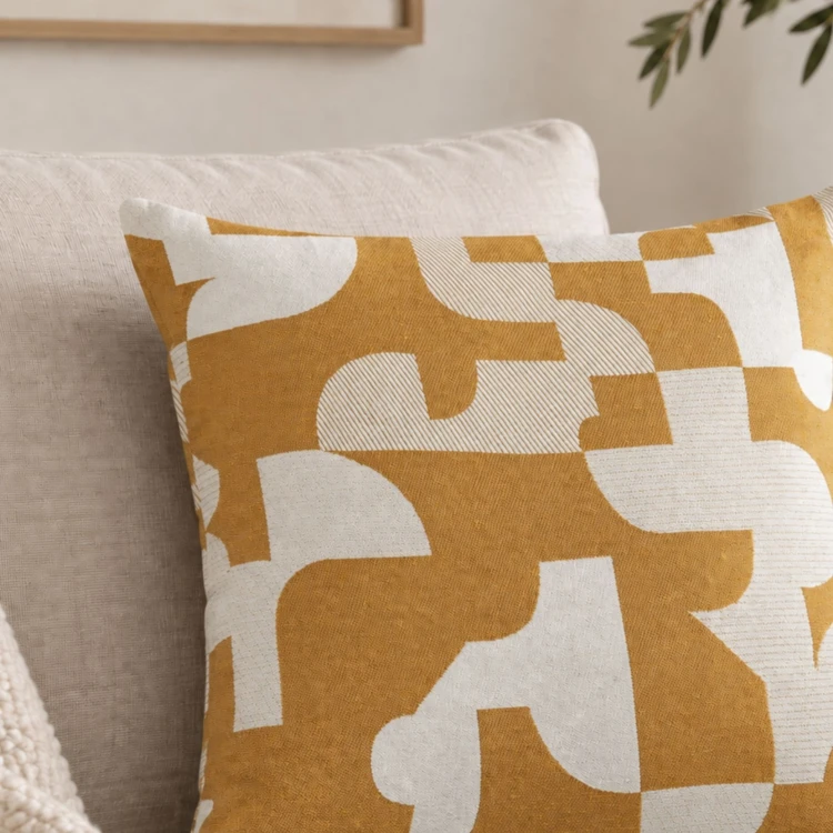 Coussin jacquard géométrique texturé rétro