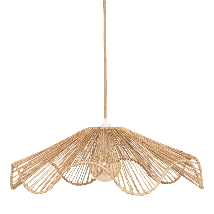 Lampenschirm aus geflochtenem Jute in welliger Form