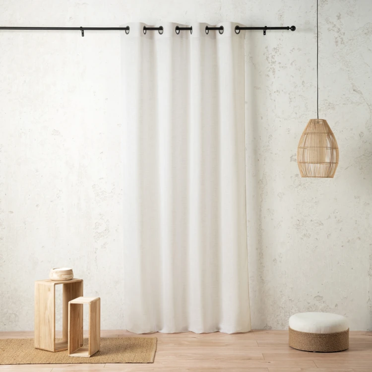 Voilage poly-lin à relief flammé avec œillets