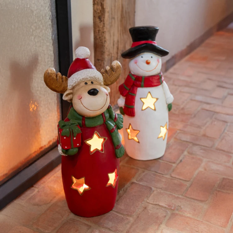 Bonhomme de neige décoratif avec foulard et chapeau en magnésium - grand modèle