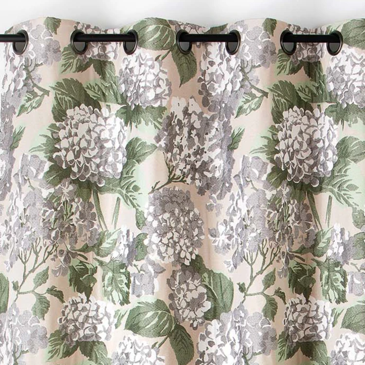 Rideau jacquard à motif hortensia