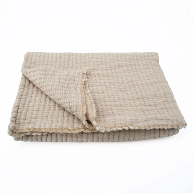 Dessus de lit en coton lavé matelassé boutis