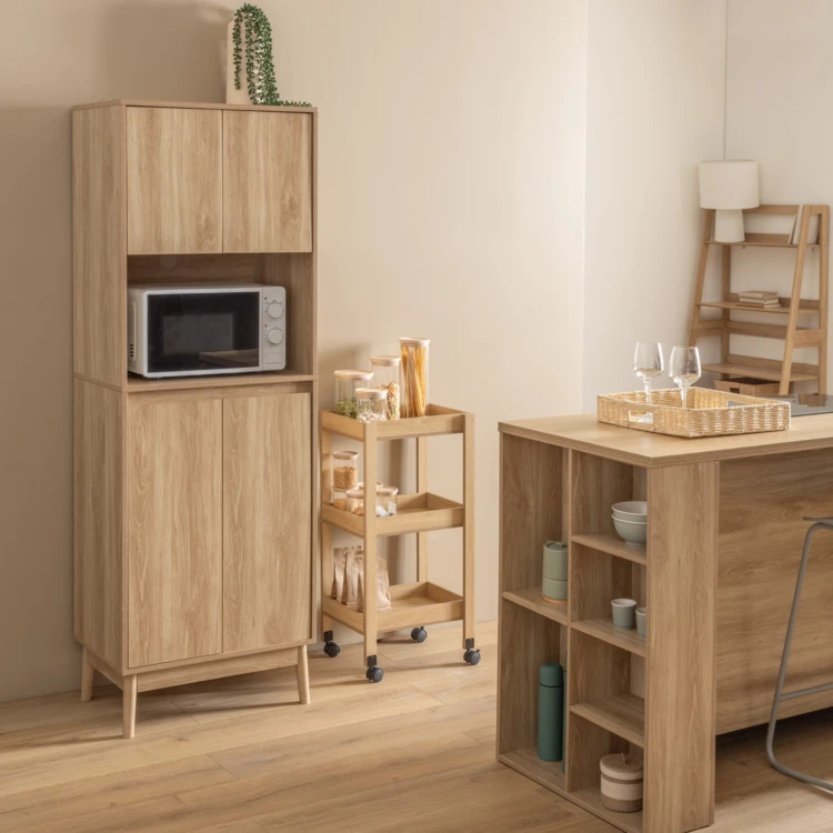 Desserte de rangement en bois à roulettes