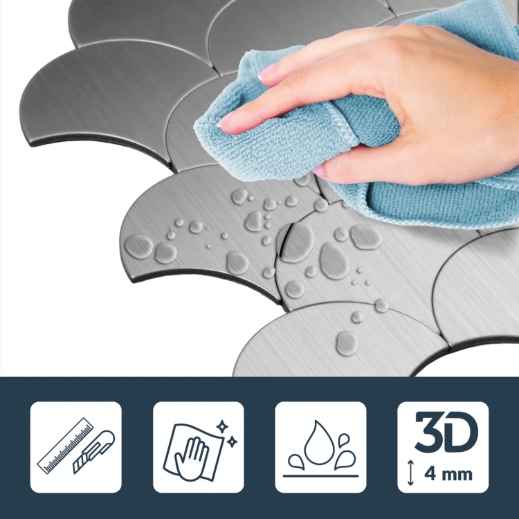Crédence adhésive murale 3D effet écailles 4 pièces
