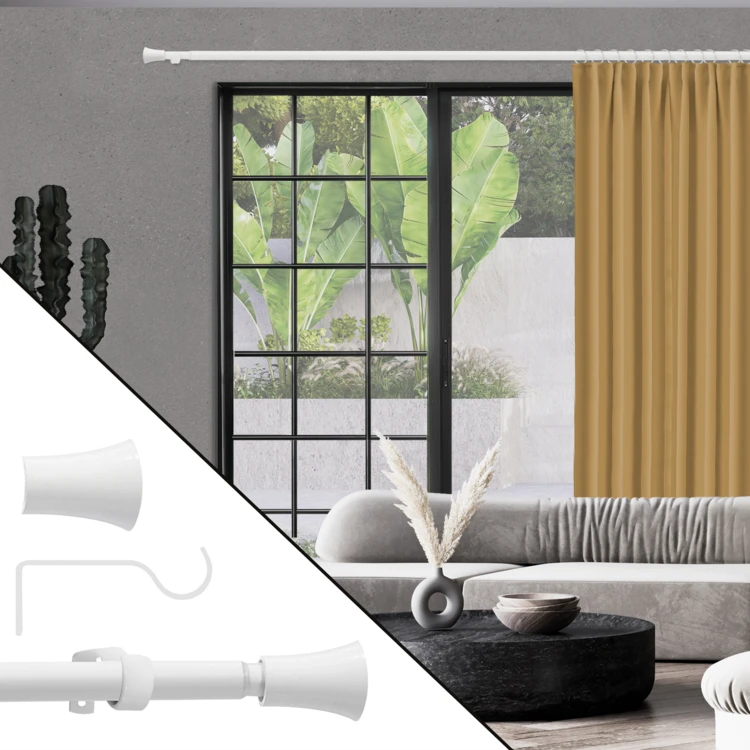Kit tringle à rideaux extensible avec embouts pommeau D19mm