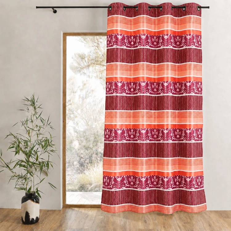Rideau en jacquard à rayures horizontales colorées