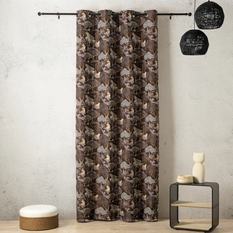 Verdunkelnder Jacquard-Vorhang mit japanisierendem Tigermuster, elegant und exotisch