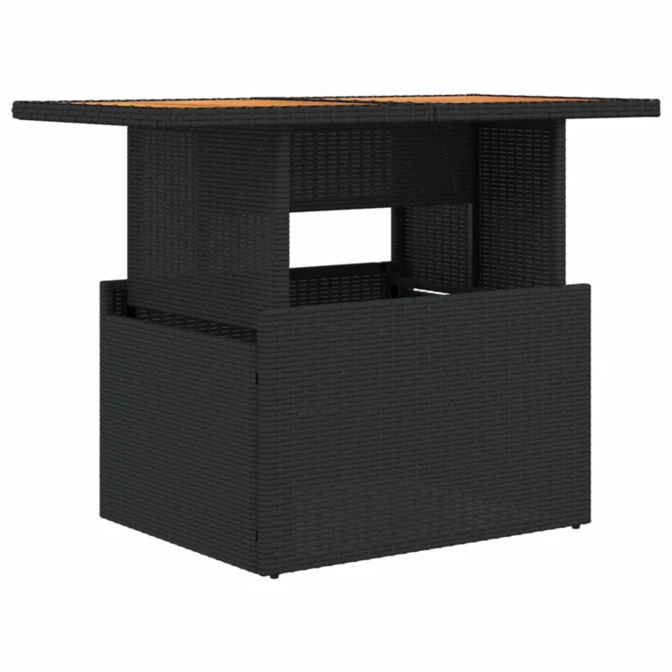 Table basse de jardin relevable en résine tressée et bois