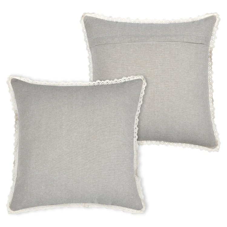 Coussin décoratif 100% coton finition dentelle