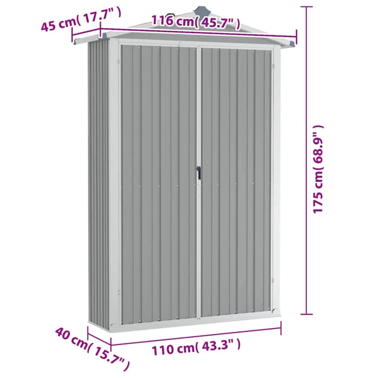 Abri de jardin compact en acier galvanisé