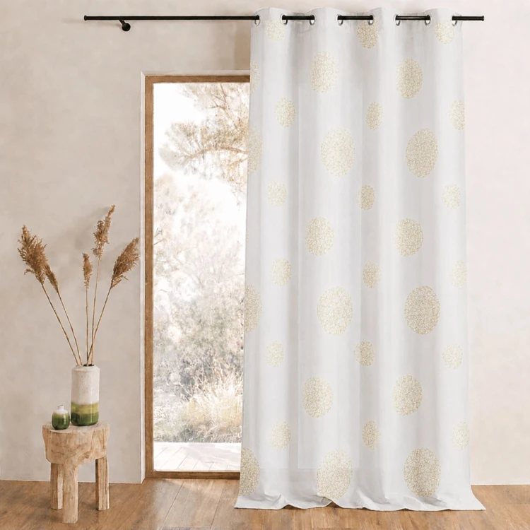 Voilage en Etamine Brodé ronds fils lurex brillants