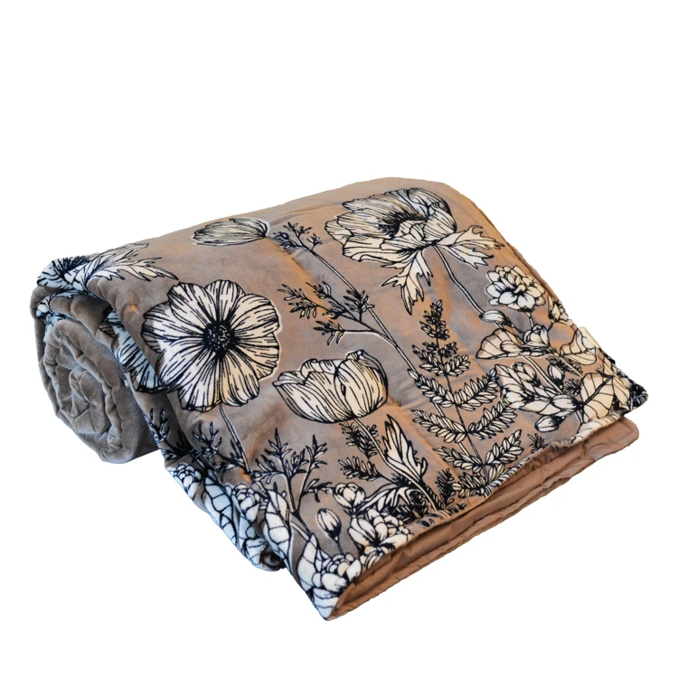 Edredon velours fleuri avec garniture