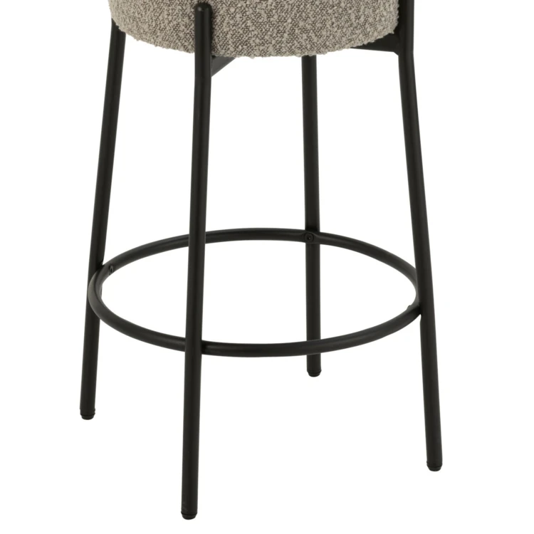 Taburete de bar de tejido bouclé y metal