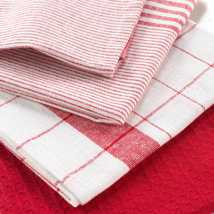 3er-Set Geschirrtücher aus gewebter Waffelstruktur-Baumwolle
