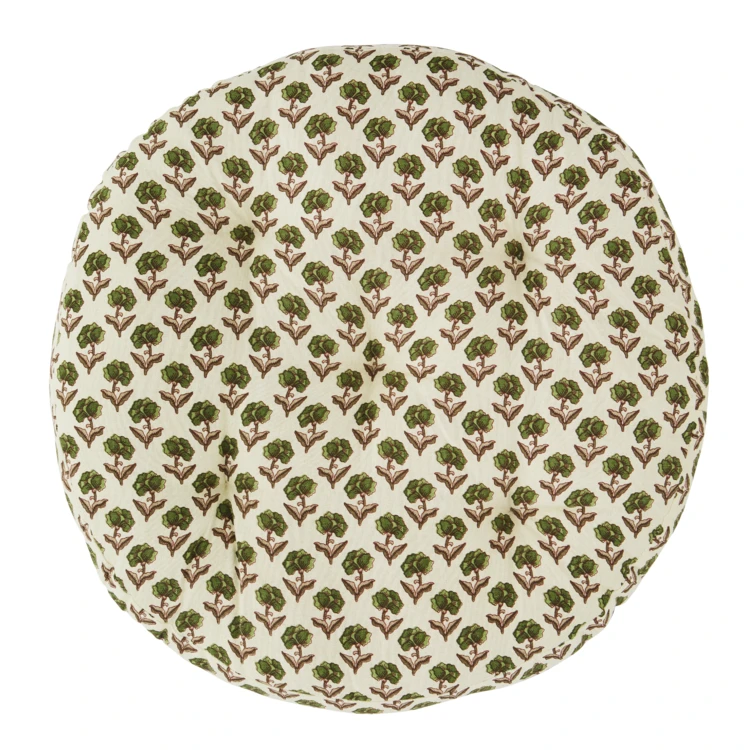Galette de chaise ronde en coton à motif floral