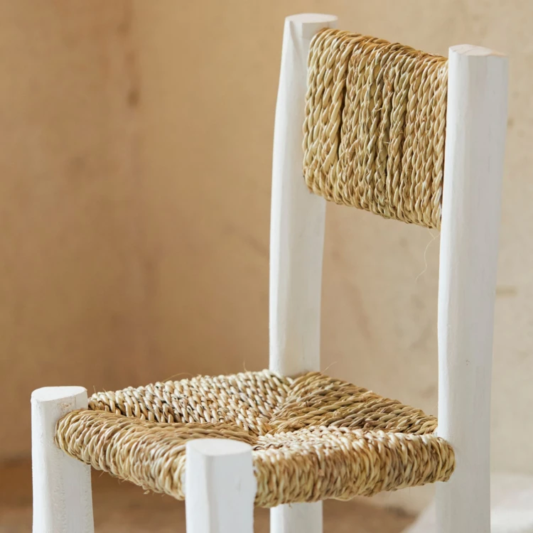 Chaise enfant bois blanc et doum