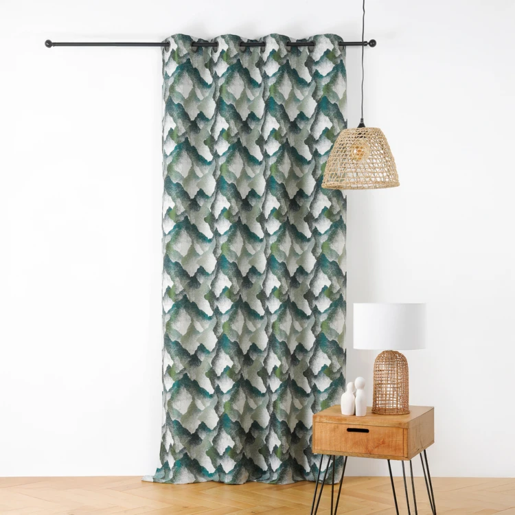 Rideau jacquard à oeillets motif minéral