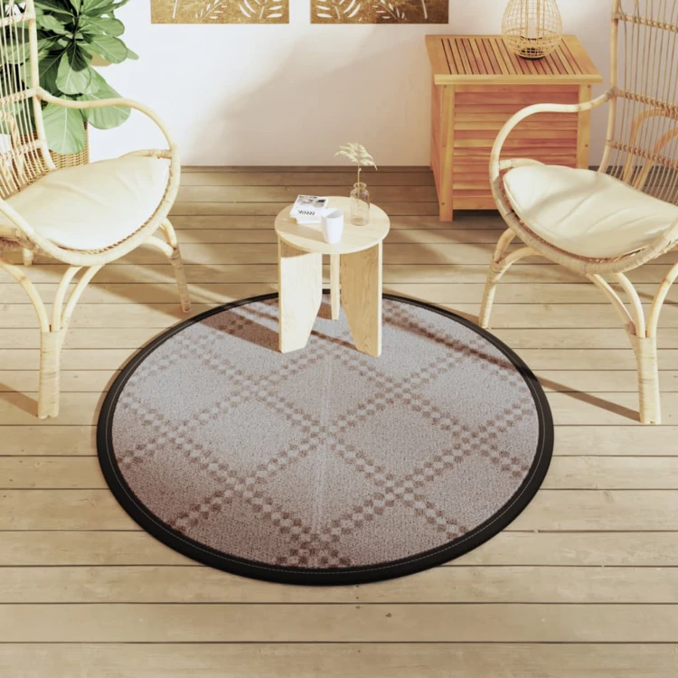 Tapis d’extérieur rond réversible motif graphique tissé